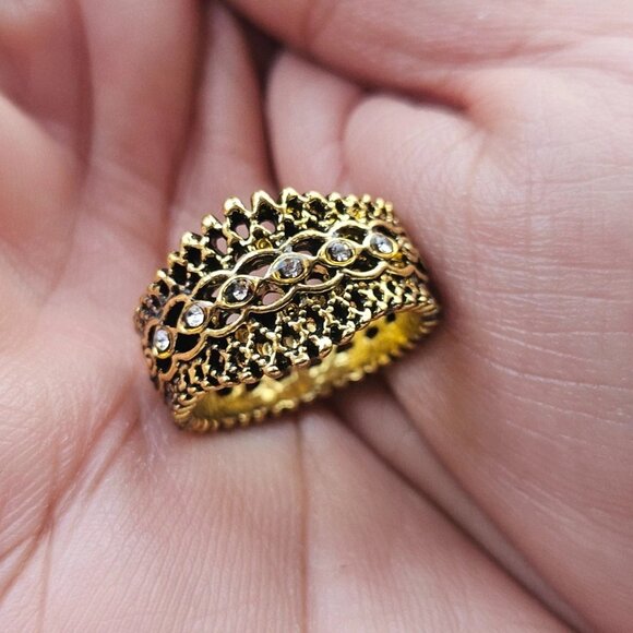 Vintage Style Ring Gold Tone Fashion Jewelry Women Ring Size 7.5 NWT Unbranded - Picture 11 of 12